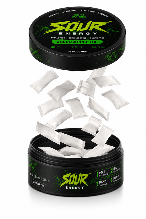 Green Apple Ice SOUR ENERGY caffeine pouch tin, image 2