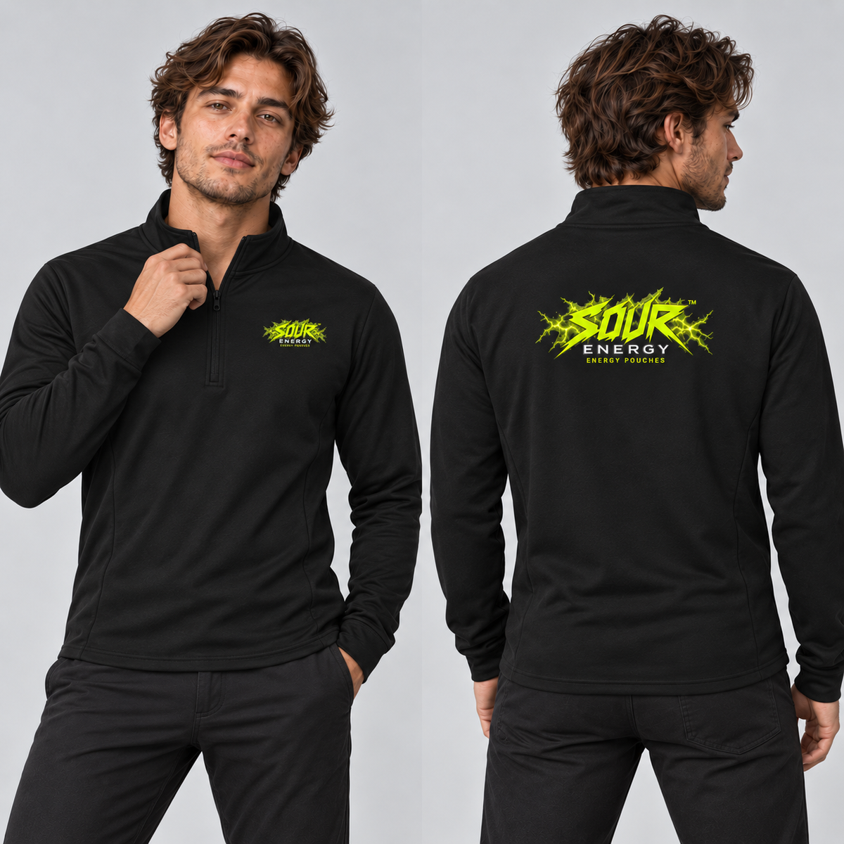 SOUR ENERGY Quarter-Zip with SOUR ENERGY logo, view 1