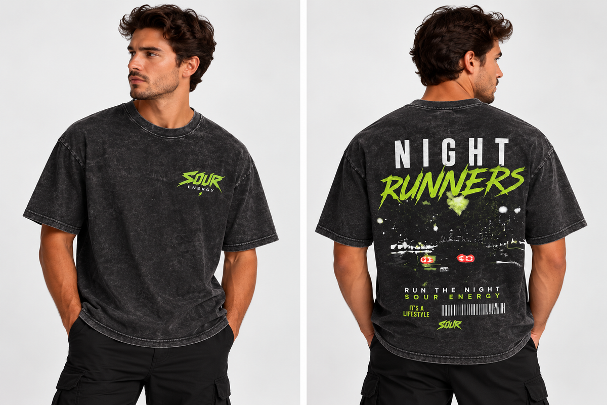 Night Runners Tee front and back mockup